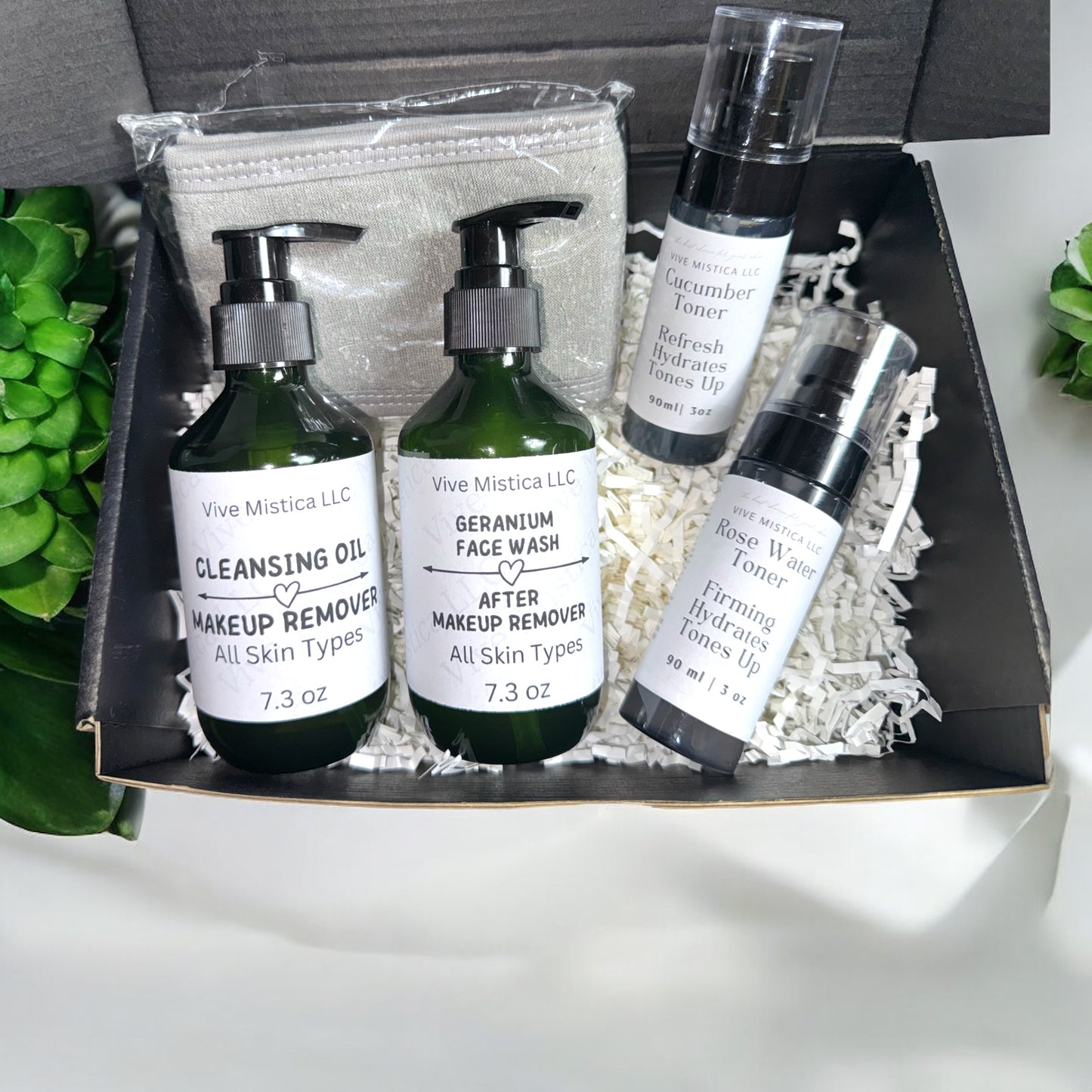 Kit Large Size Make up Remover Cleansing & Face Gel Wash with Rose and cucumber toners