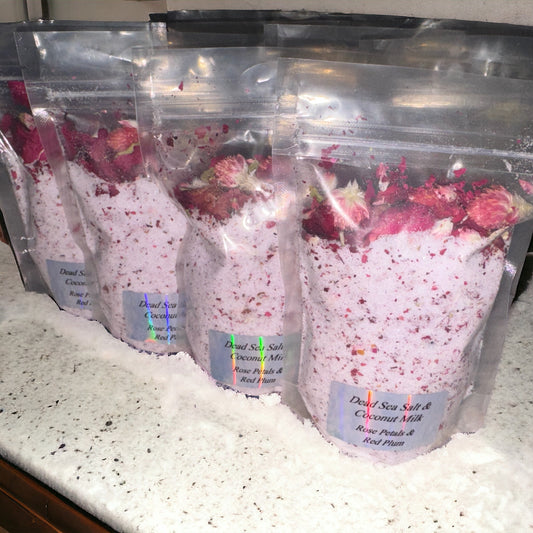 Dead Sea Salt Bath Salts { Roses & Red Plum} 8 oz