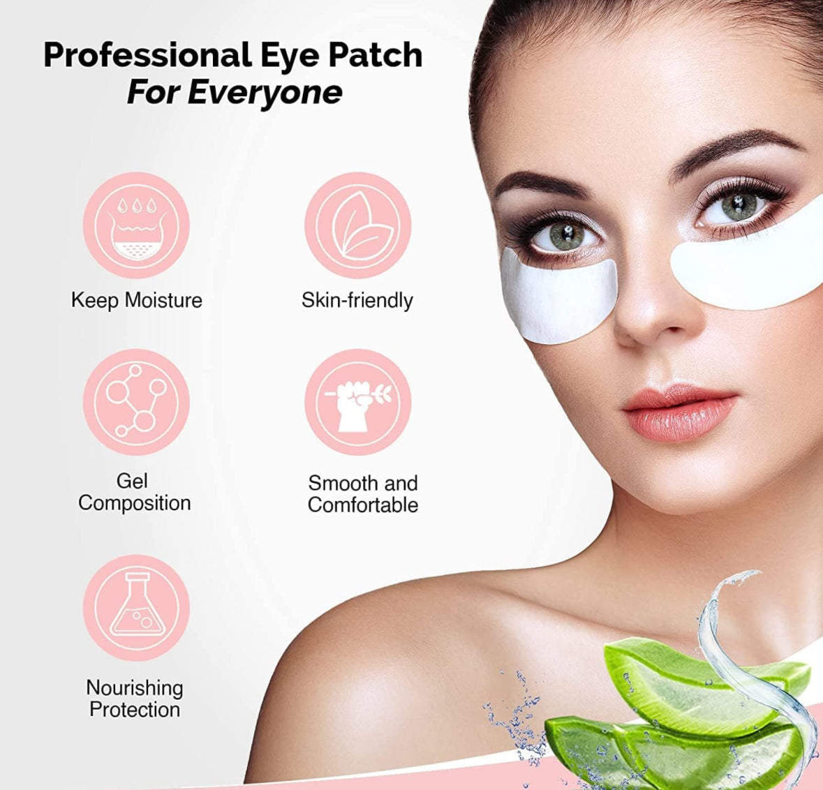 5 pieces Natural Hydrogel Eye Gel Pads - Collagen and Aloe Vera Patches for Under Eyes