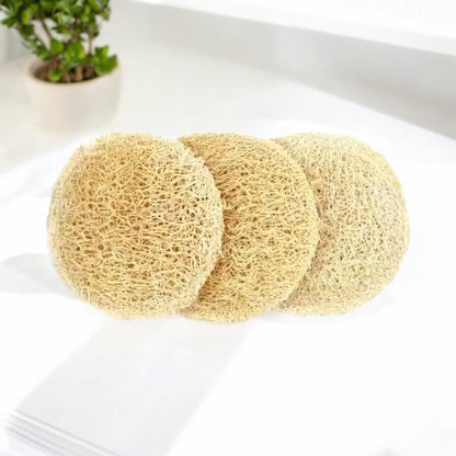 3 PiecesNatural Loofah Sponge Exfoliating Face & Body Pad