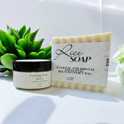 Set Aclarante Jabón y Scrub (3oz) De Arroz